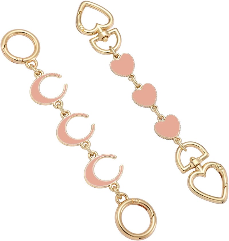 Anbys Store 2Pcs Bag Extender Chain Heart Moon Purse Extender Chain for Handbags Purse Strap Extenders Pink Bag Charms - Image 1